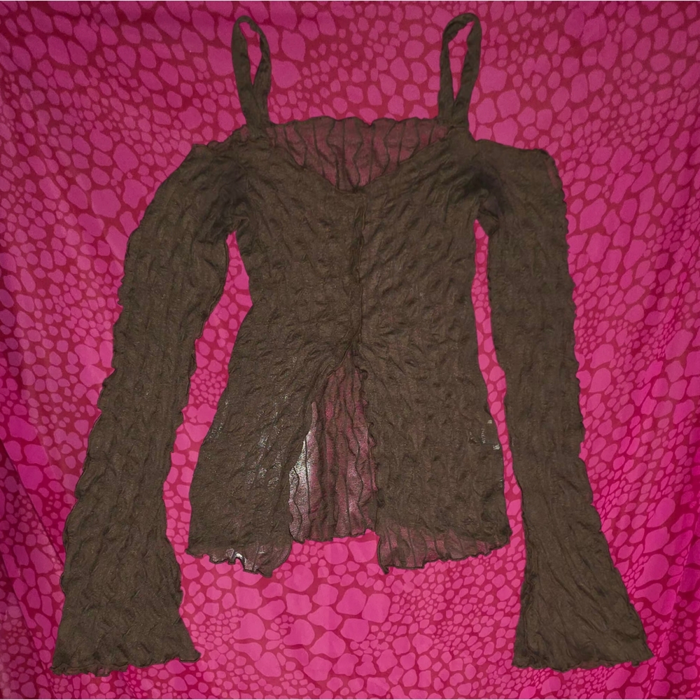SHEIN Brown Textured Blouse